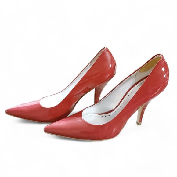 BCBGirls BG- Monde Salsa Red Patent Leather Pointed Toe Pump Heels Size 7B - Picture 4 of 12